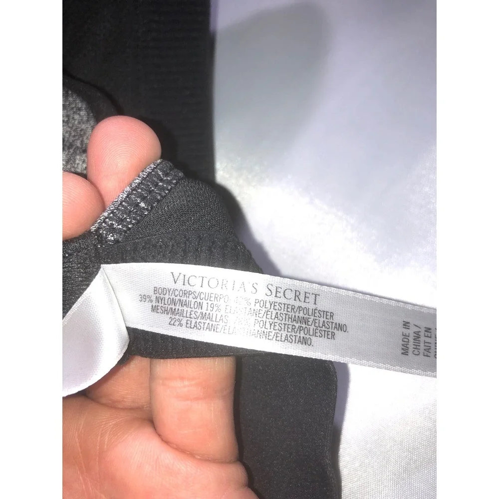 Victoria's Secret VSX Sport Bra Grey Black Marled Racerback High Impact 34B